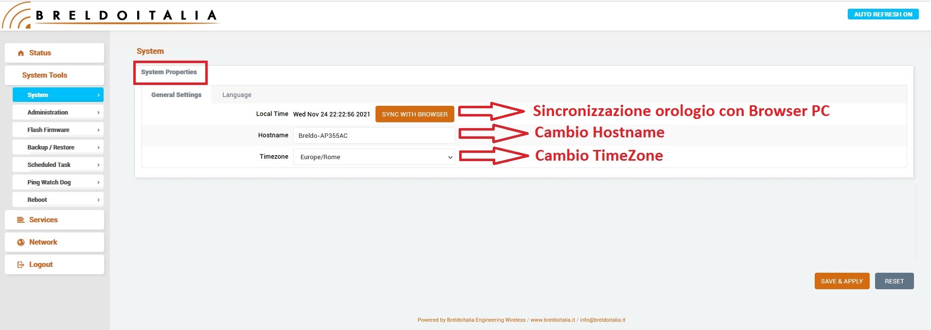 Immagine Hostname e Timezone